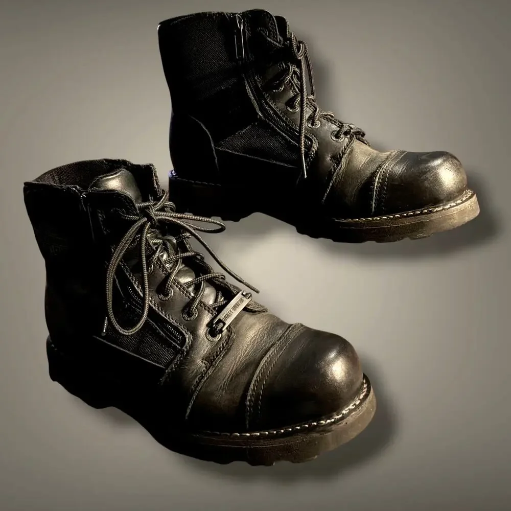 Men's Size 10.5 HARLEY-DAVIDSON Bonham Black Leather Motorcycle Boots EUC